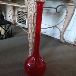 Red long neck vase